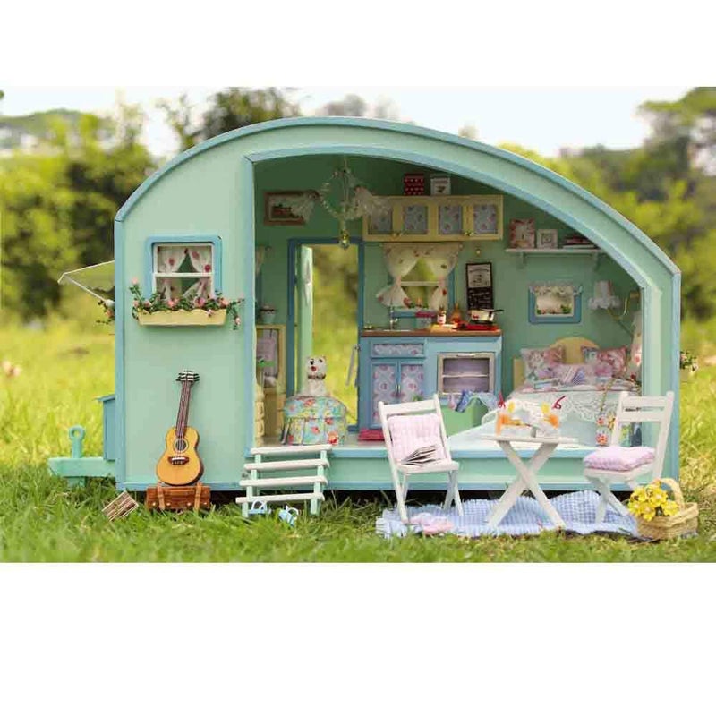 MAGQOO Wooden Dollhouse Miniature with Furniture DIY Dollhouse Kit DIY House Kit Tiny House Kit with Voice Control and Music Movement 1:18 Scale Creative Room Idea(Time Travel) - Image 2
